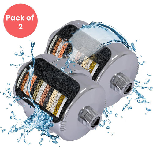 Water Softening, Carbon Block Technology Microplastic Free 15 Stage Filtration Shower Head Filter 2 Pack (6-Monthas Filter Life)