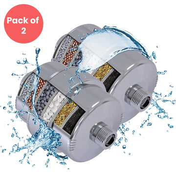 Water Softening, Carbon Block Technology Microplastic Free 15 Stage Filtration Shower Head Filter 2 Pack (6-Monthas Filter Life)