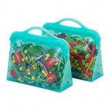 2Pack Reusable Snack Bags, Reusable Silicone Food Storage Bags, Silicone Reusable Bags, Cook, Store, Freeze, Dishwasher and Microwave Safe, Plastic and BPA Free