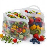 2Pack Reusable Snack Bags, Reusable Silicone Food Storage Bags, Silicone Reusable Bags, Cook, Store, Freeze, Dishwasher and Microwave Safe, Plastic and BPA Free