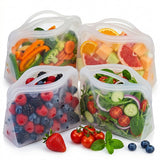 4Pack Reusable Silicone Food Storage Bags, Reusable Snacks Bags Cook, Store, Freeze, Dishwasher and Microwave Safe, Plastic and BPA Free