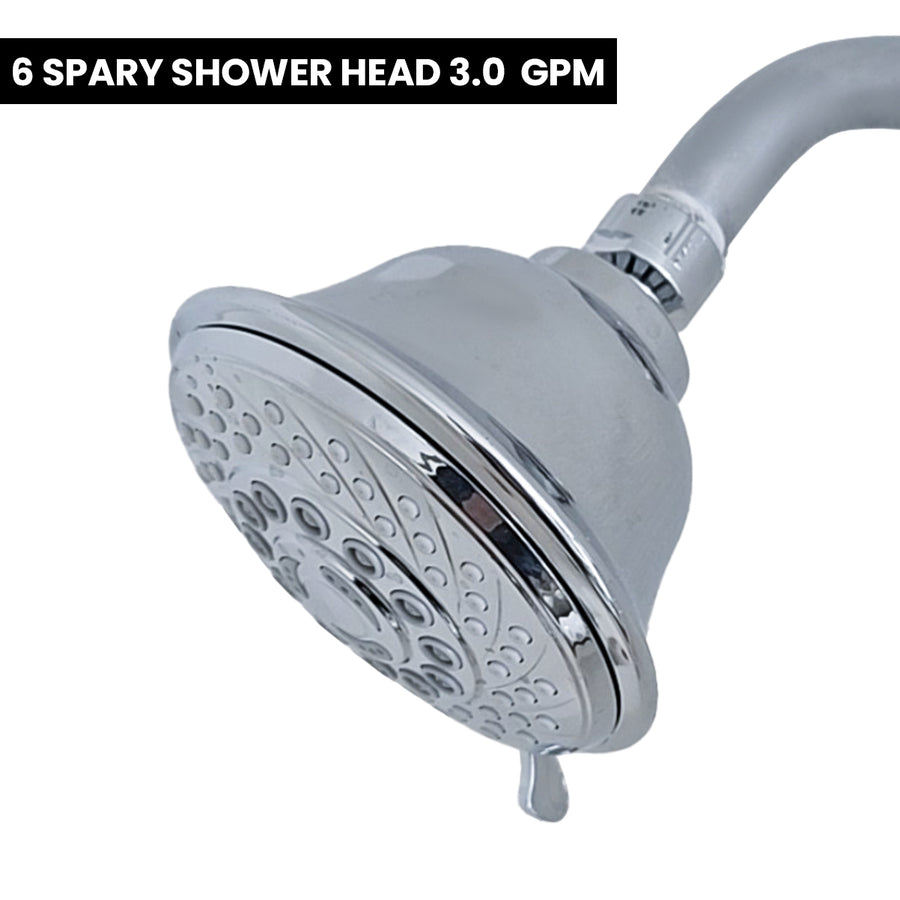 Innovative Technology 6-Settings Chrome 4.5-in Round Fixed Shower Head 3.0 GPM