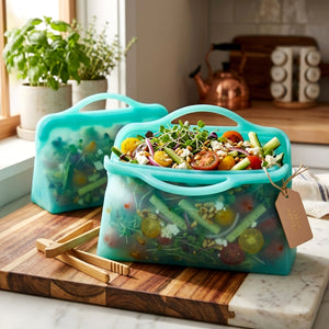 2Pack Reusable Snack Bags, Reusable Silicone Food Storage Bags, Silicone Reusable Bags, Cook, Store, Freeze, Dishwasher and Microwave Safe, Plastic and BPA Free