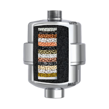 Water Softening, Carbon Block Filtration Technology 15 stage Microplastic free Shower Head Filter (6-Months Filter Life)