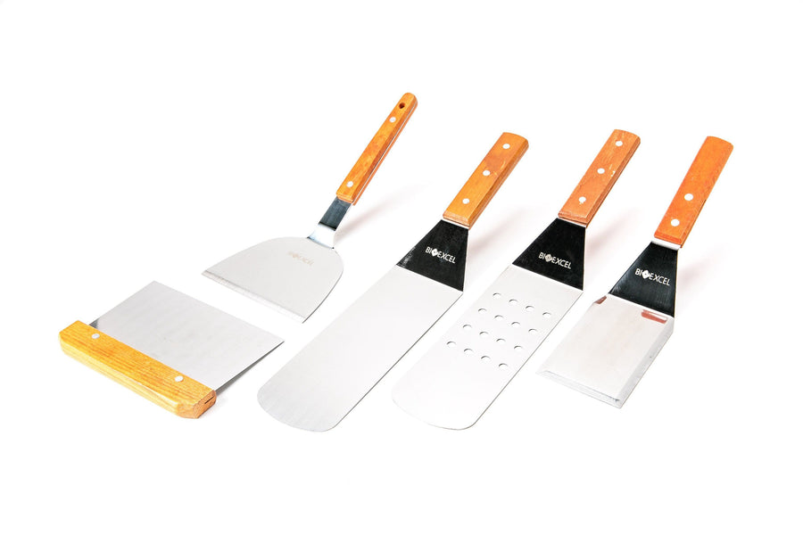 ITPCINC-Professional 5 PCs Stainless Steel Griddle Utensils Set Griddle Accessories Kit - Heavy Duty Grill Spatula Set for BBQ, Cooking and Outdoor Grill