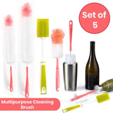 Multipurpose Cleaning Brush Set, Long Handle Bottle Cleaning Brush for Washing Narrow Neck Bottles, Cup, Pipes, Hydro Flask Tumbler, Sinks, Cup Cover