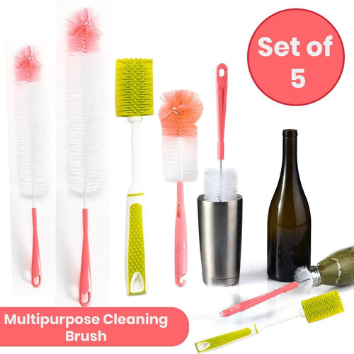 Multipurpose Cleaning Brush Set, Long Handle Bottle Cleaning Brush for Washing Narrow Neck Bottles, Cup, Pipes, Hydro Flask Tumbler, Sinks, Cup Cover